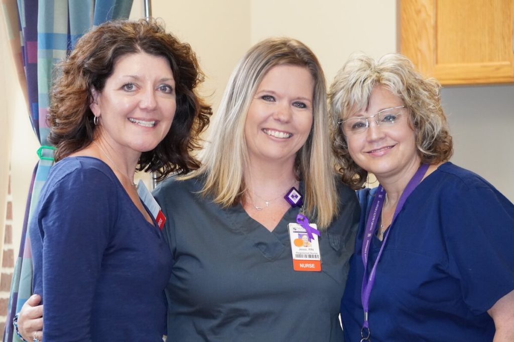 Nurses Jessi Nunnikhoven, Sally Blake and Sandy Long