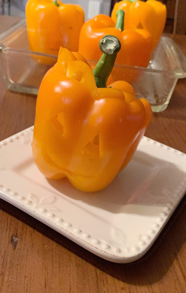 Stuffed Jack-O-Lantern Peppers 2