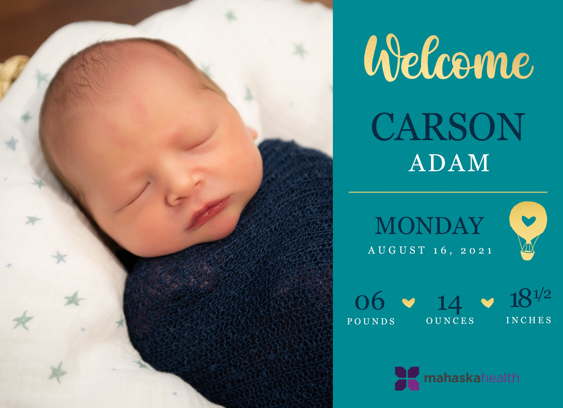 Welcome Carson Adam! 6