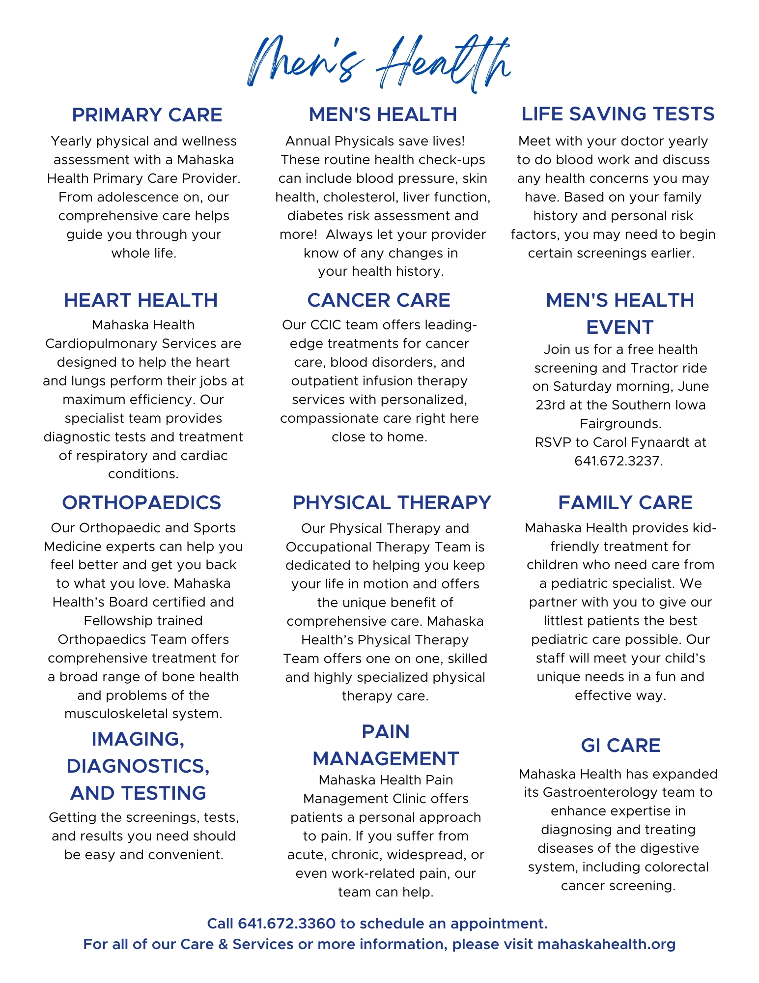 Recommended Annual Screenings 7