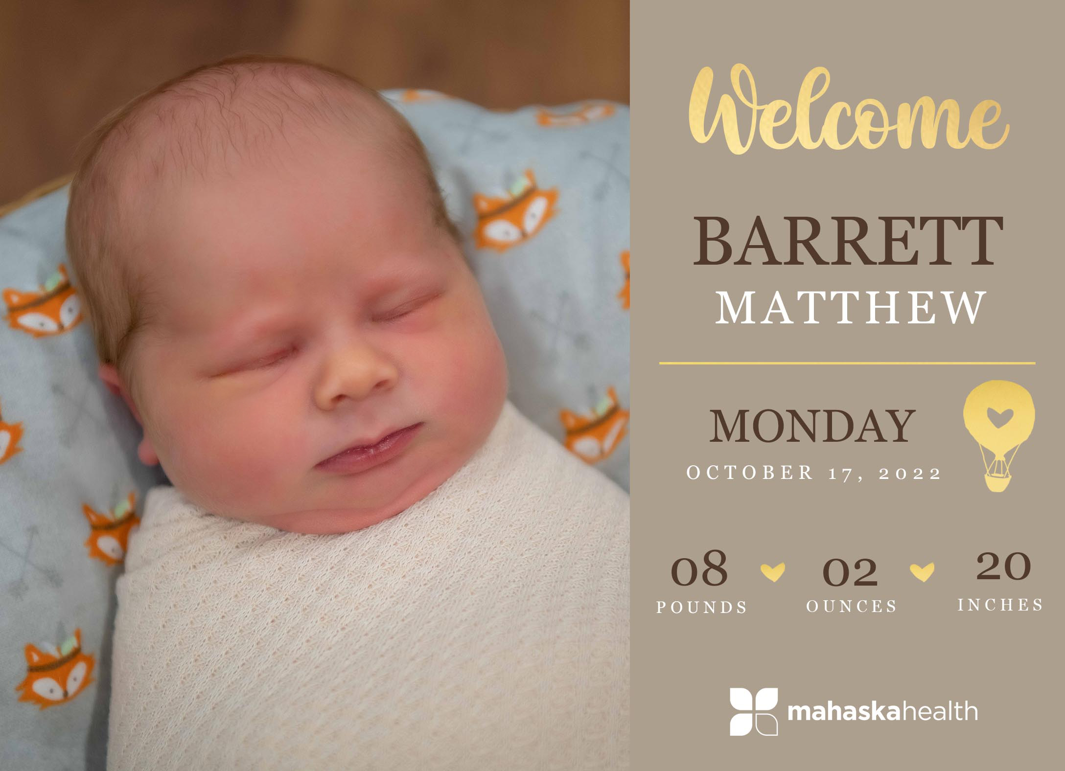 Welcome Barrett Matthew! 6