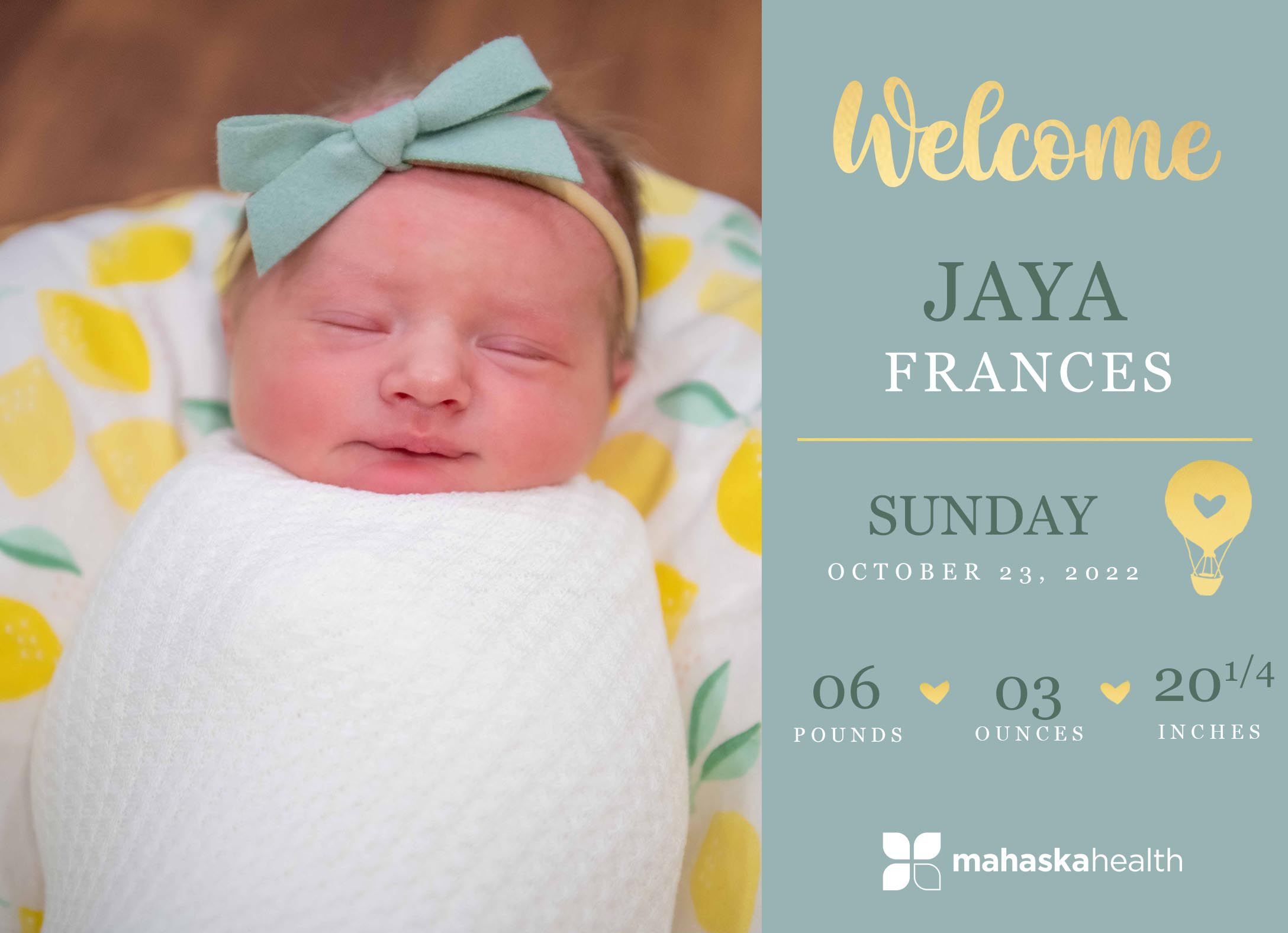 Welcome Jaya Frances! 6