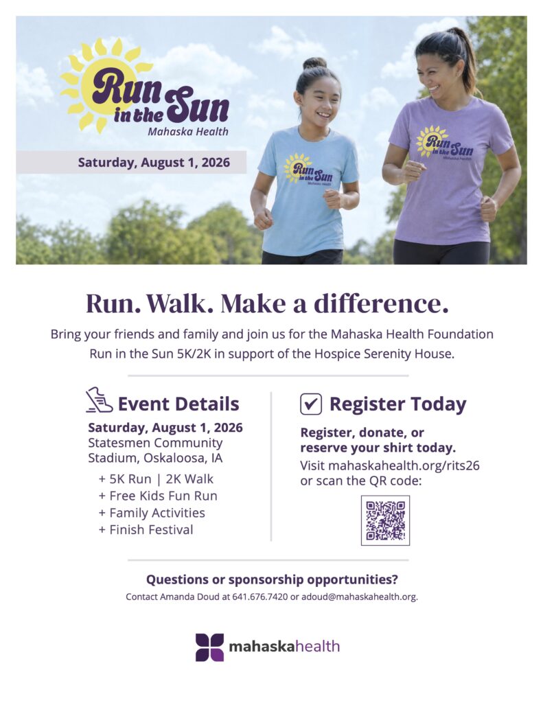 MahaskaHealth_RunintheSun_Flyer_2026 Mahaska Health Invites Community to 15th Annual Run in the Sun 1